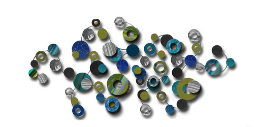 metal wall art-Eclipse Lime and Blue