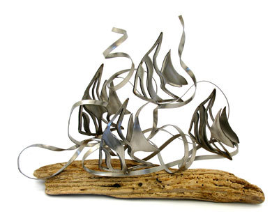 Angelfish Sculpture mounted on Driftwood