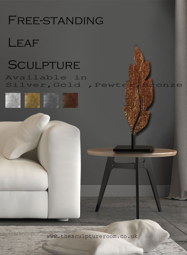 Table Sculpture Leaf Bronze