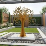 ' Gold Harmony Tree' Outdoor Freestanding Metal Sculpture - Image 2