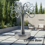 large silver garden tree set in modern patio